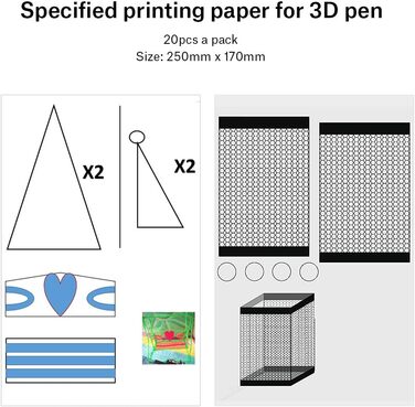 Трафарети з паперу Форма з паперу 3D-ручка для 3D-друку Ручки 3D-моделі ручок для дітей своїми руками. білий, 20 шт., 3D-