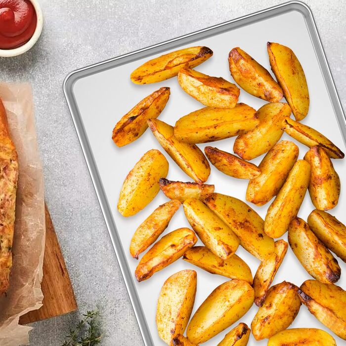 Деко Wildone з набором силіконових килимків, набір з 6 шт. (3 дека 3 килимки), деко для випічки з нержавіючої сталі з силіконовим