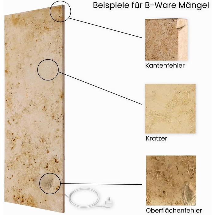 Мармуровий інфрачервоний обігрівач з цифровим термостатом 800 Вт Енергозберігаючий мармуровий інфрачервоний настінний обігрівач 5-річна гарантія Зроблено в Німеччині (Lymonit B-класу, 800 Вт)