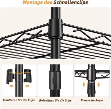 Полиця для зберігання, металева полиця - з 6 полицями, окремостояча кухонна полиця з регульованими по висоті полицями та ніжками (35,5 Г x 60 Ш x 180 В см)