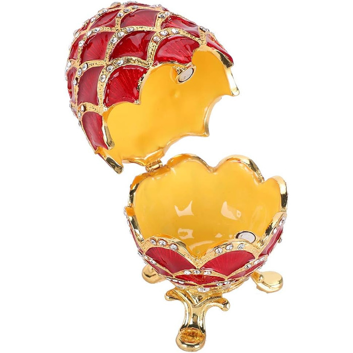 Шкатулка для дрібничок у стилі яйця, витончена шкатулка для дрібничок, позолочений емальований розписний органайзер для ювелірних виробів з подарунковою коробкою для декору дому