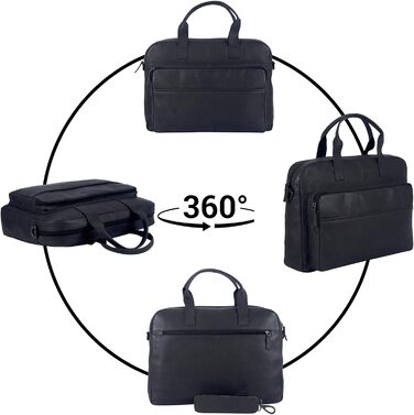 Сумка для ноутбука Sunsa 15 дюймів. Шкіряний діловий портфель. Чорна сумочка. Чоловіча сумка через плече у вінтажному стилі.