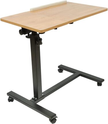 Підставка для ноутбука з регульованою висотою, дерев'яна, ергономічна. З коліщатками, поворотна, з антиковзким покриттям (Жовте дерево 60 x 34.5 x 90 см)