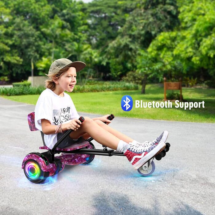 Гіроскутер SISIGAD HY-A02C для дітей – 6,5-дюймовий самобалансуючий з Bluetooth та світлодіодним підсвічуванням, потужний подвійний двигун, подарунок для дітей, зоряно-блакитний / фіолетовий