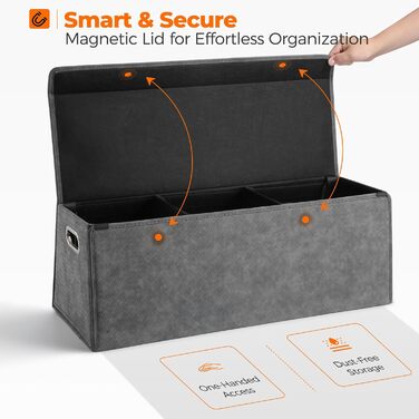 Органайзер для багажника Fyzeoty великий, шкіряний органайзер для позашляховиків, автомобілів, з магнітною кришкою, складаний та регульований, трапецієподібної форми, сірий