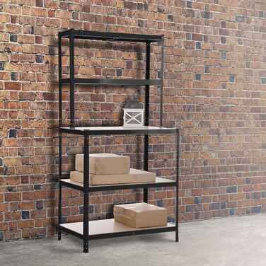 Стелаж CLP з робочим столом Полиці вантажопідйомністю до 175 кг кожна Металевий стелаж для зберігання, колір чорний