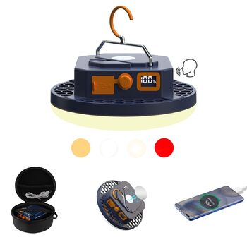 Акумуляторний кемпінговий ліхтар з голосовим керуванням, 10000 мАг, 3000 лм, 4 режими світла, портативне вуличне освітлення з голосовим керуванням, водонепроникні ліхтарі для намету (IPX4).