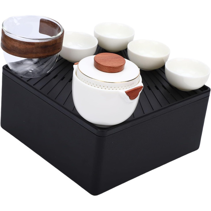 Китайський чайний сервіз RiToEasysports для подорожей, керамічний набір для чаювання в стилі кунг-фу з чайником, чашками та зручним кейсом для зберігання, ідеальний для поціновувачів чаю