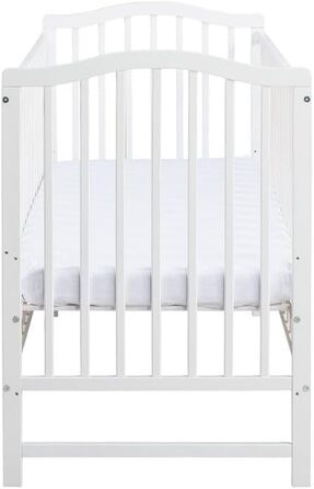 Дитяче ліжко ms factory Paris 120x60 см Дитяче ліжко з регульованою висотою з масиву дерева Ліжечко з безпечним лаком на водній основі Трансформоване дитяче ліжко зі знімними поручнями, біле