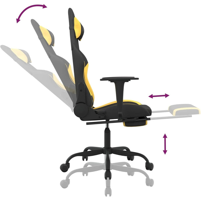 Ігрове крісло з підставкою для ніг, геймерське крісло, офісне крісло, стілець для столу, комп&39ютерне крісло, чорно-жовта тканина - 3143726