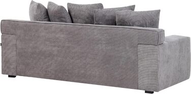 Місний диван Beliani, оббивка з темно-сірої вельветової тканини, 5 декоративних подушок, широкі підлокітники, Віскан, 3-