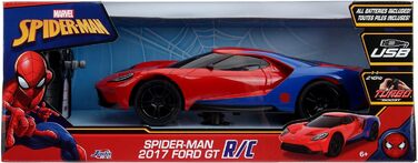 Автомобіль, Людина-павук 2017, Ford GT, автомобіль на дистанційному управлінні, функція турбо, 2-канальний радіо пульт, функція зарядки через USB, вкл. батарейки, 116, червоний/синій/білий