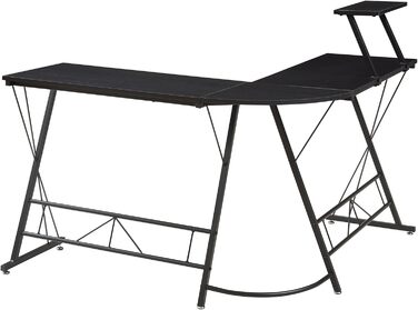 Подібний кутовий стіл Yremso, 122 x 122 x 98 см, комп&39ютерний стіл, офісний стіл з піднятою полицею, робочий стіл, металевий каркас, чорний