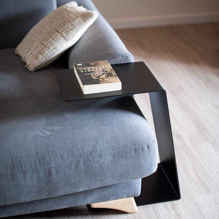 С-подібний журнальний столик MILUKA, чорний метал, 30x40 см Невеликий столик для вітальні, столик для дивана або столик для ноутбука Сучасний дизайн для вітальні та балкону