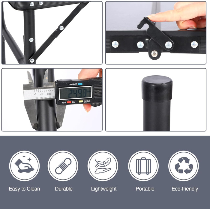 Невеликий розкладний стіл REDCAMP, регульований по висоті, легкий портативний кемпінговий стіл 60 см Д x 40 см Ш (4 рівні висоти) із сітчастим шаром, для використання в приміщенні та на вулиці, балкон, ринок, кухня, темно-сірий 60*40 см (4 рівні висоти)