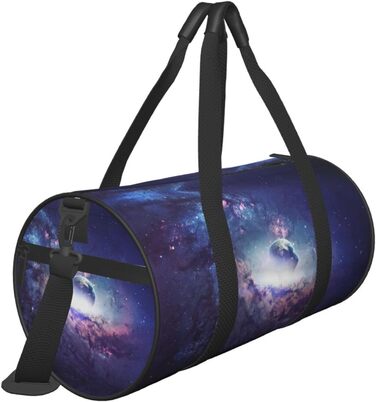 Спортивна сумка для подорожей, космічний принт Всесвіт, чорна, універсальний розмір
