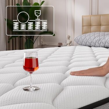 Матрац BedStory 90x200 см, пружинний матрац Pocket Spring, висота 31 см, ортопедичний матрац з комфортною піною, рівні жорсткості H3 та H4, пружинний матрац для дорослих, сертифікований ko-Tex та CertiPUR, 90x200 см, 31 см