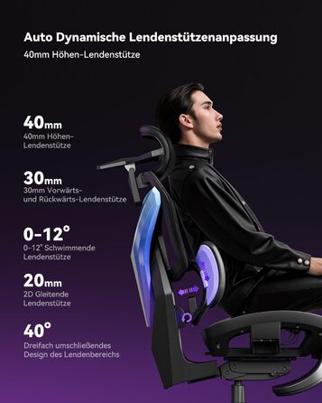 Ергономічне ігрове крісло AutoFull G7, ігрові крісла з динамічною поперековою підтримкою, поворотними підлокітниками на 720 по двох осях, нахилом спинки на 140 та подушкою для шиї 4D (лазерне) Laser Color