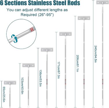 Склоочисник Aedcbaide, мийник вікон 4 в 1 з телескопічною ручкою 240 см, телескопічна штанга для миття вікон, професійний інструмент для миття скла Window Squeegee High Window Cleaning Brush для внутрішніх та зовнішніх робіт