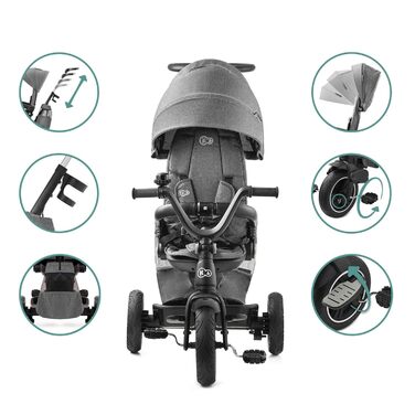 Триколісний велосипед EASYTWIST, дитячий триколісний велосипед, беговел, з аксесуарами, вікно на даху, ремені безпеки, поворот на