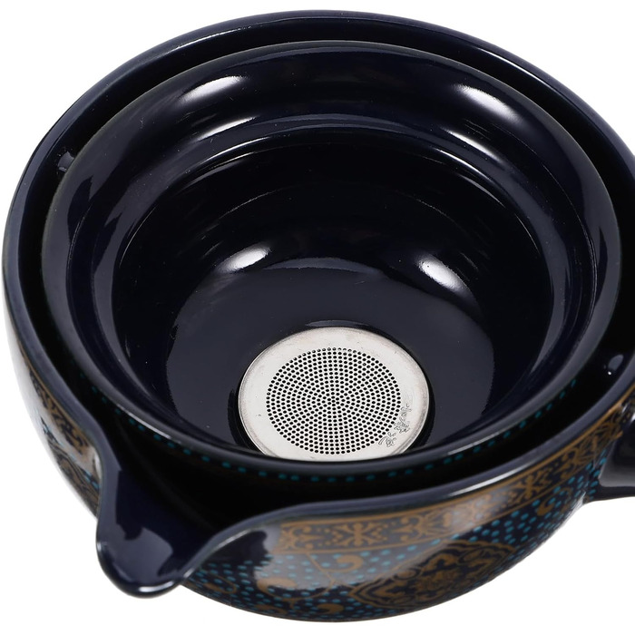 Набір для чаювання Ярдве з блакитної кераміки в традиційному стилі Кунг-Фу чайник та чашки зі зручною ручкою та ситечком