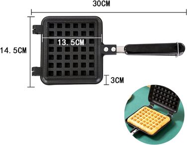 Вафельниця JIAMIAN, форма для випічки вафель, плита, вафельна плита, вафельниця з литого алюмінію, з антипригарним покриттям всередині, для закусок Сніданок Обід чорний