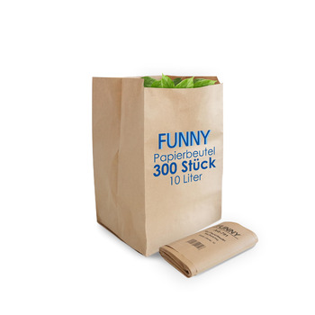 Паперові пакети Funny Bio, коричневі, приблизно 10 л, 1 упаковка (30 x 10 шт. )
