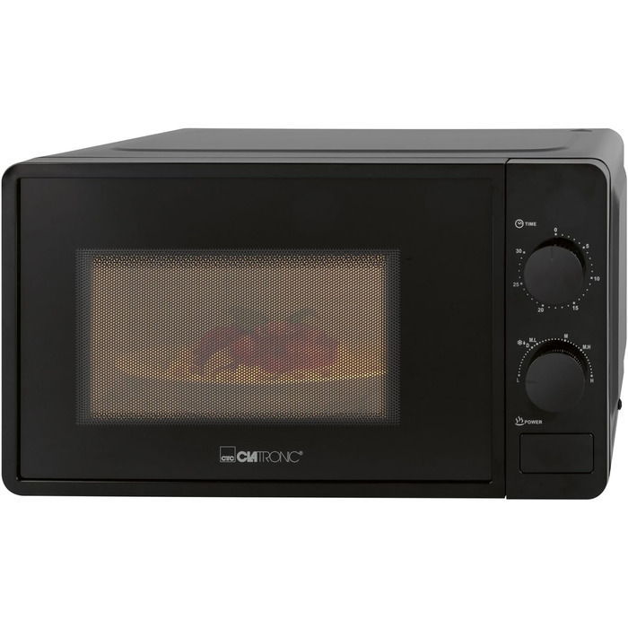 Мікрохвильова піч Clatronic з варильною камерою 20 л і освітленням варильної камери Мікрохвильова піч з 6 рівнями потужності Мікрохвильова піч з таймером на 30 хвилин Мікрохвильова піч з поворотним столом Ø24,5 см 700 Вт MW 791 чорний