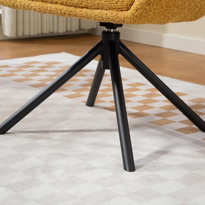 Обертове крісло для вітальні HOMCOM, крісло-гойдалка, розкладне крісло з металевими ніжками, крісло для читання з лляним виглядом, м&39яке крісло для спальні, жовте