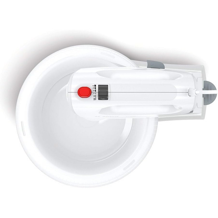 Ручний міксер Bosch MFQ2600W CleverMixx, 375 Вт, чаша з підставкою, 4 швидкості, білий/червоний