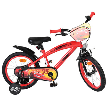 Дитячий велосипед Volare Disney Cars 16 дюймів 46 років Ручні та американські гальма Допоміжні колеса Захист ланцюга Регульоване сідло Подарунок для дівчаток та хлопчиків