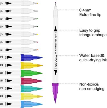 Набір фломастерів GC QUILL -120 кольорів Ручки з фетром і Fineliner Lace Fiber Ручка для розфарбовування, малювання, письма, каліграфії GC-120W