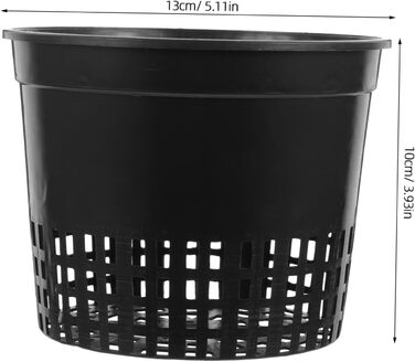 Сітчасті горщики для гідропоніки 13 x 13 x 12 см водна культура посадковий кошик сітчастий горщик пластикові гідропонні горщики садові рослини сітчасті горщики для рослин для вирощування чашка для рослин відро кошик чорний, 10 шт.