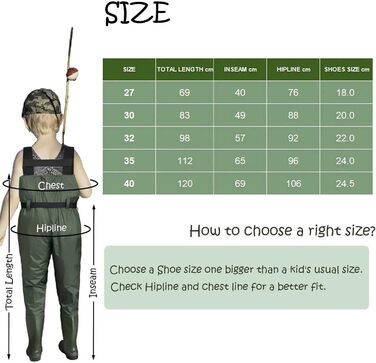 Дитячі водонепроникні вейдерси з гумовими чобітьми Croch ідеально підходять для риболовлі та активного відпочинку 35W