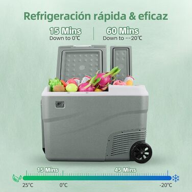 Портативний електричний холодильник, 38 л, подвійна зона охолодження, портативний, для автомобіля, 12 В / 24 В постійного струму 1