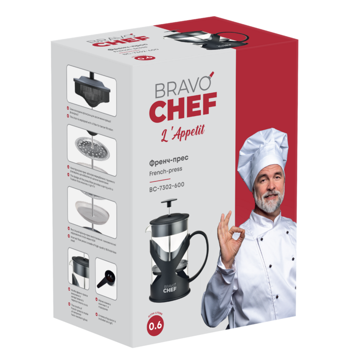 Френч-прес Bravo Chef L'Appetit, 0.6 л (6908248)