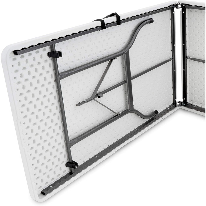 Розкладний стіл Nexos Trading XXL, кемпінговий стіл, 240 x 70 см, для кейтерингу, складаний, білий, стіл для вечірок, ручки для перенесення, обідній стіл, фуршетний стіл, всепогодний, до 150 кг, стійкий, приблизно 15 кг, до 10 осіб