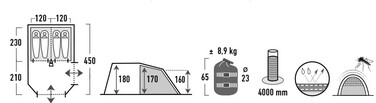 Намет чотиримісний High Peak Paxos 4 Dark Grey/Green (11508)