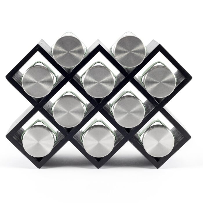 Дерев&39яна підставка для спецій сертифікована FSC підставка для спецій для шафи підставка для спецій для дверцят шафи, кухонний органайзер без свердління (чорна, 10 банок)