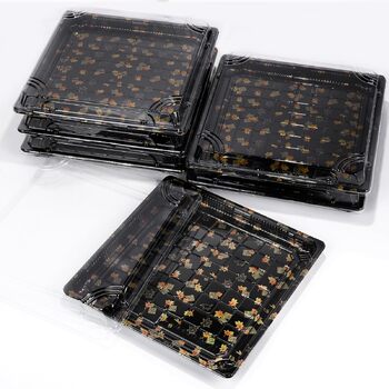 Багаторазових коробок для приготування їжі з кришками, 28 x 28 x 4,5 см, сервірувальні таці з кришками, коробки для їжі, багаторазові коробки для приготування їжі, для фуршетів, святкової їжі, суші, 28 x 28 x 4,5 см, 15