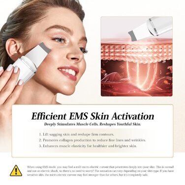 Ультразвуковий пілінговий пристрій ANLAN Скраб для шкіри, ультразвуковий пілінг для очищення пір, засіб для видалення прищів, іонний очищувач шкіри для очищення обличчя, догляд за обличчям, догляд за обличчям (білий)