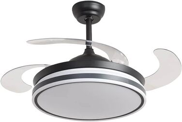 Зі світлодіодним освітленням, включаючи дистанційне керування, має інноваційний механізм складання та розкладання крил 60 Вт, чорний