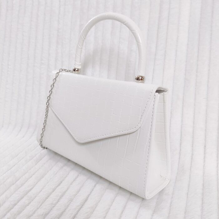 Сумка зі штучної шкіри з імітацією крокодилячої шкіри, для весілля, вечірки, святкової події, біла, середнього розміру