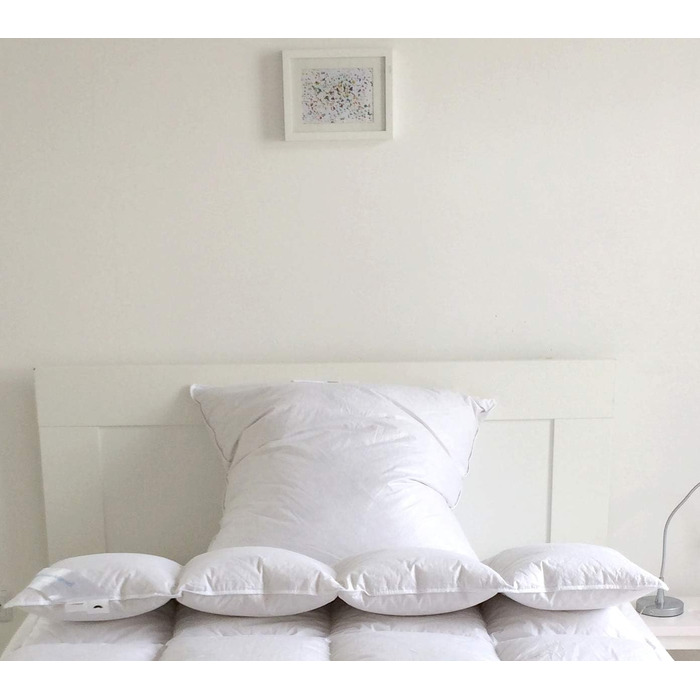 Пухова подушка, 80x80 см, з наповнювачем з гусячого пера 1500 г або 2000 г - чохол 100 бавовна білого кольору - НЕ ВИРІШУЄТЬСЯ НАЖИВО (2000 г)