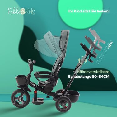 В1 триколісний велосипед Noemi з перекладиною від 18 місяців до 25 кг, передній і задній хід, шини PU, великий вільний хід, кошик,