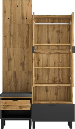 Шафа для одягу KecDuey з лавкою для взуття та подушками, шафа для передпокою, вішалка для аксесуарів спереду, висувні ящики та рег