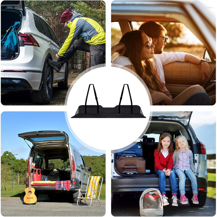 Матрац-подовжувач заднього сидіння автомобіля Матрац для кемпінгу Складаний матрац для заднього сидіння Подовжувач заднього сидіння Подовжувальна панель матраца заднього сидіння з сумкою для зберігання для вантажівок, риболовлі, кемпінгу, чорного кольору