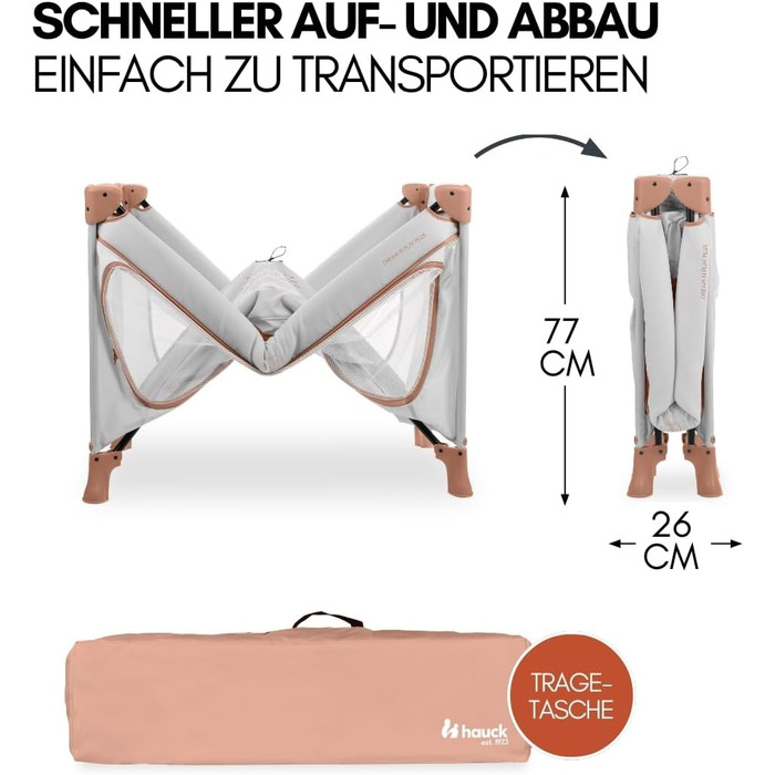 Комплект дитячого дорожнього ліжечка Hauck Dream n Play Plus з матрацом і москітною сіткою - складне дитяче дорожнє ліжечко з сумк