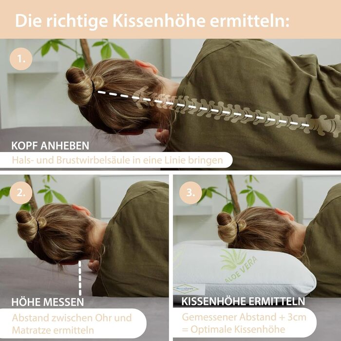 Подушка для шиї Feelgood, висота 12 см, з віскогелевої піни - Ортопедична подушка зі 100 бавовняним внутрішнім чохлом антиалергенним зовнішнім чохлом - Подушка для шийного відділу хребта для сну на боці та животі (70x42 см) FeelGood - 70 x 42 x 12 см