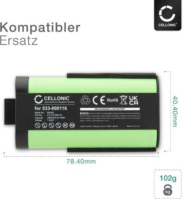 Батарея для динаміка, сумісна з Ultimate Ears UE MegaBoom, S-00147 (3400 мАг, 7,4 В) заміна батареї 533-000116, 533-000138 3400 мАг